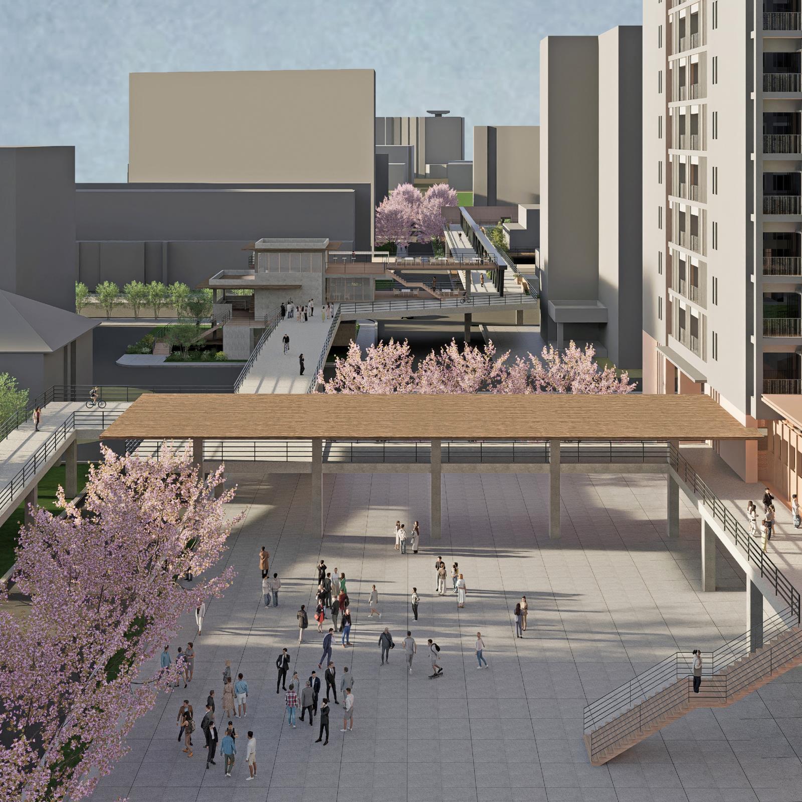 Reconnected Campus: A floating bridge over the urban road